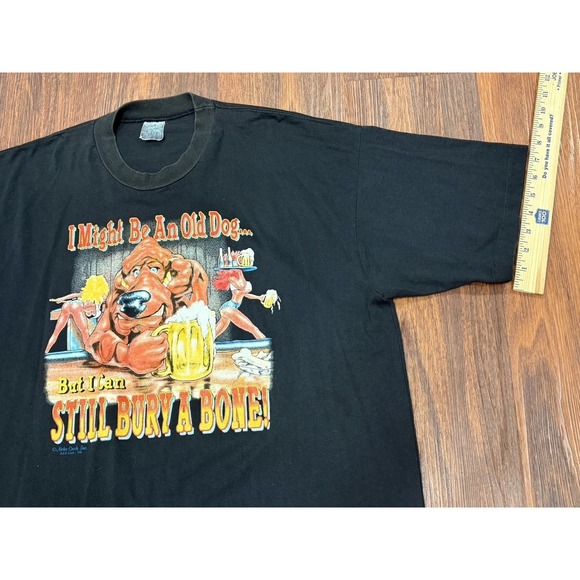 VTG I Might Be An Old Dog But I Can Still Bury A Bone Tshirt XXL Humor 80s CLEAN - Picture 13 of 16